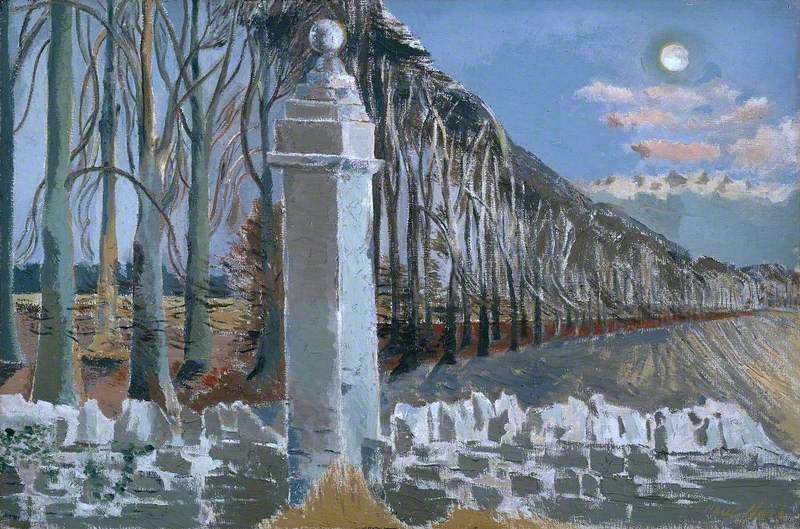 Pillar and Moon, vintage artwork by Paul Nash, 12x8" (A4) Poster