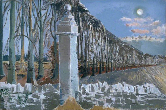 Pillar and Moon, vintage artwork by Paul Nash, 12x8" (A4) Poster