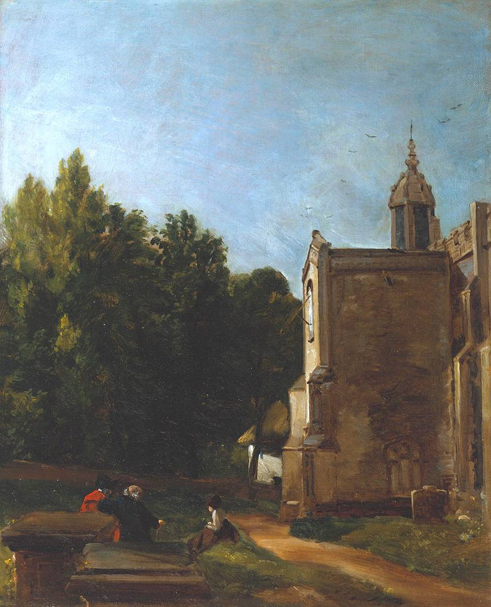 The Church Porch, East Bergholt, vintage artwork by John Constable, 12x8