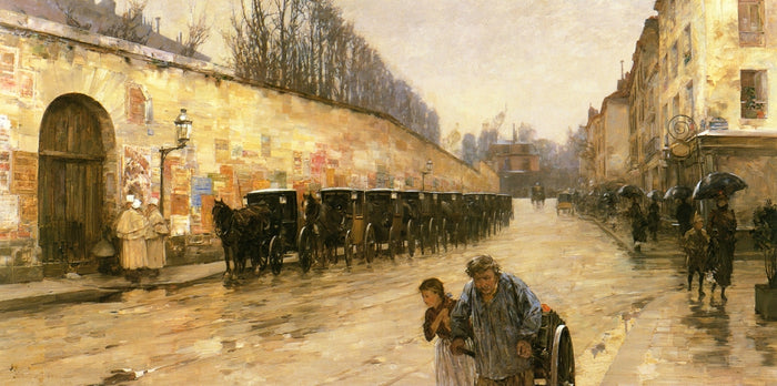 Cab Station, Rue Bonaparte by Childe Hassam,A3(16x12