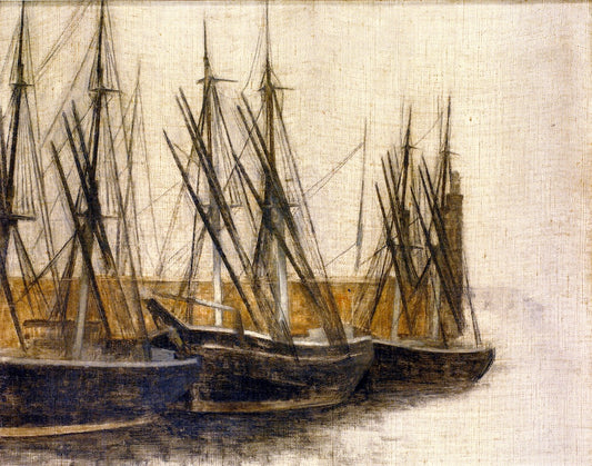 From Christianshavn's Canal, Copenhagen, vintage artwork by Vilhelm Hammershøi, 12x8" (A4) Poster