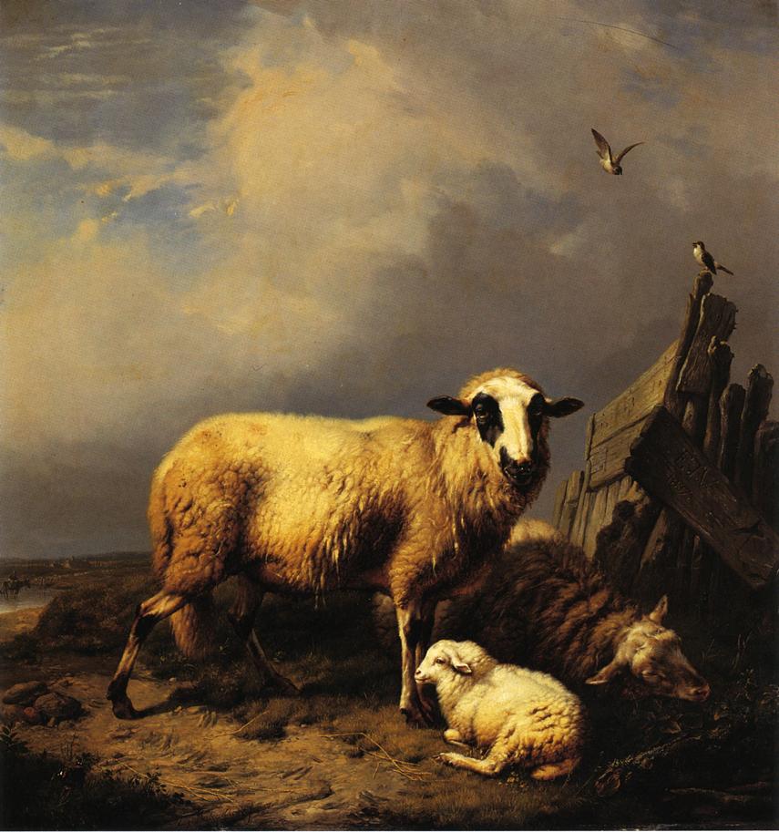 Guarding the Lamb, vintage artwork by Carl Wagner, A3 (16x12") Poster Print