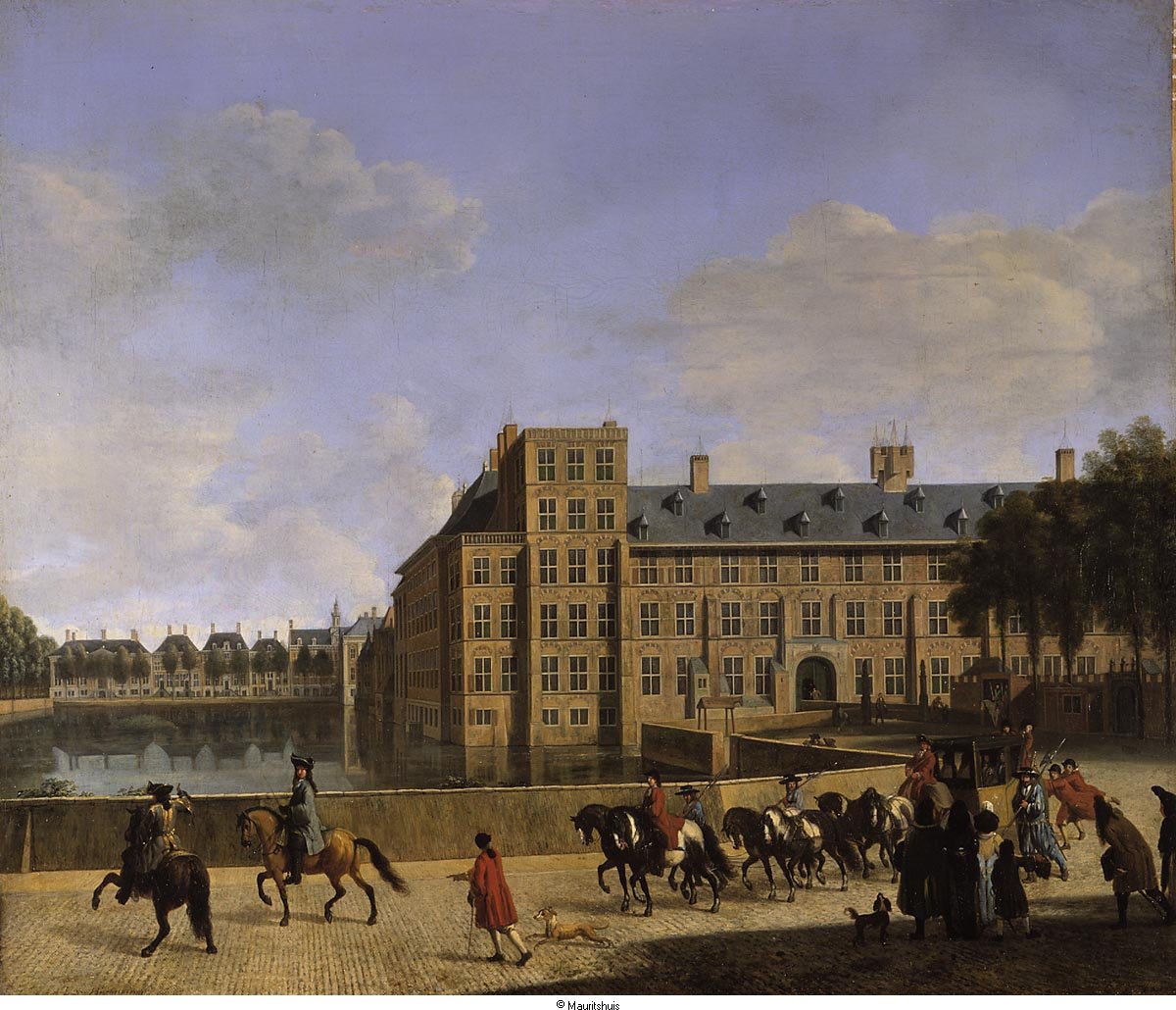 View of Buitenhof, The Hague, vintage artwork by Gerrit Adriaensz.Berckheyde, 12x8" (A4) Poster