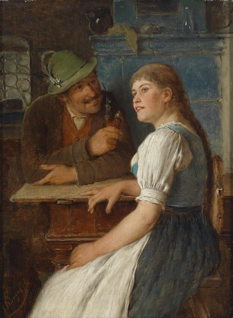 The Promise, vintage artwork by Josef Kinzel, 12x8" (A4) Poster