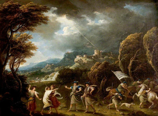 'Macbeth' Act I Scene 3 : Macbeth, Banquo and the Witches, vintage artwork by Francesco Zuccarelli, 12x8" (A4) Poster