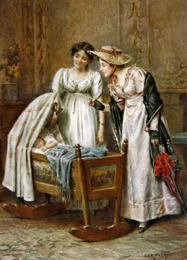 The Crib, vintage artwork by George Goodwin Kilburne, 12x8" (A4) Poster