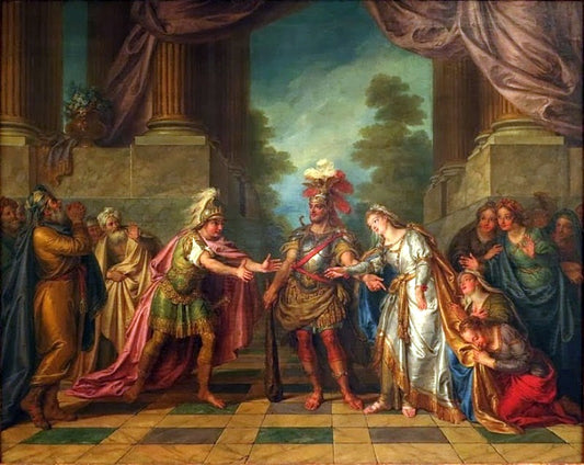Hercules Restored Alcestis to her Husband (Nevers version), vintage artwork by Attributed to Charles-Antoine Coypel IV, 12x8" (A4) Poster