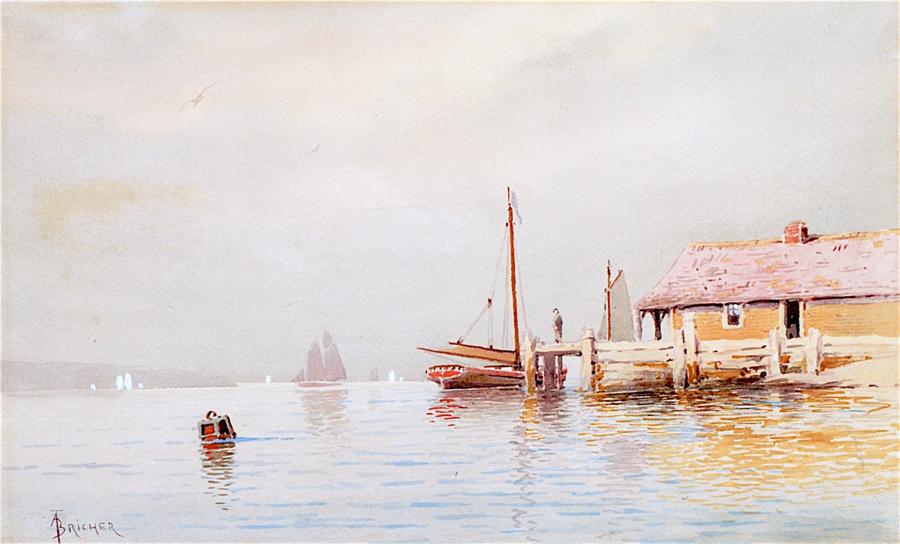 The Boathouse, vintage artwork by Alfred Thompson Bricher, 12x8" (A4) Poster