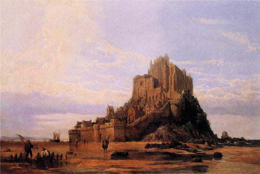 Mont St. Michel, Normandy, Falling Tide, vintage artwork by George Clarkson Stanfield, 12x8" (A4) Poster