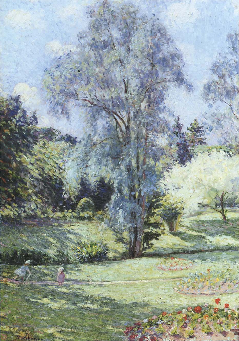 Child Playing in the Garden, vintage artwork by Henri Lebasque, 12x8" (A4) Poster