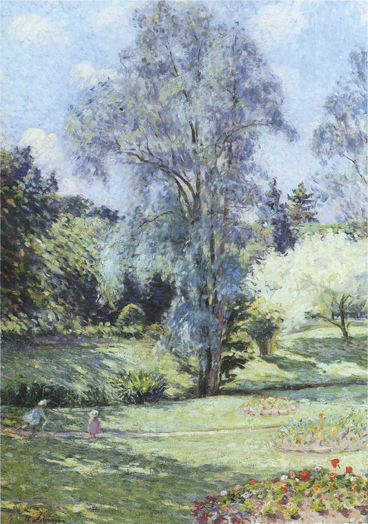 Child Playing in the Garden, vintage artwork by Henri Lebasque, 12x8" (A4) Poster