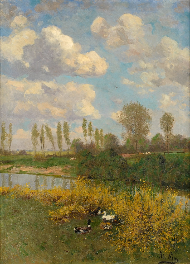 Ducks in the Reeds by Adolf Lins,A3(16x12")Poster