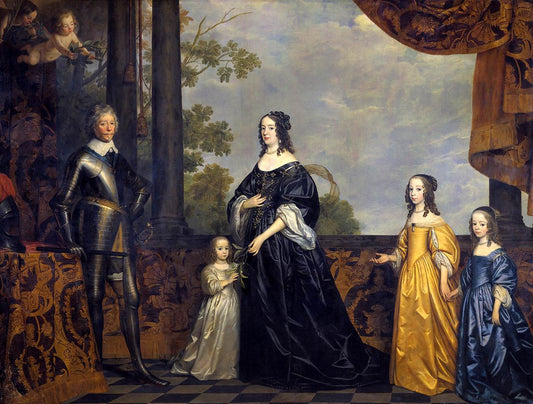 Frederick Hendrick, Prince of Orange, with His Wife Amalia van Solms and Their Three Daughters, vintage artwork by Gerard van Honthorst, 12x8" (A4) Poster
