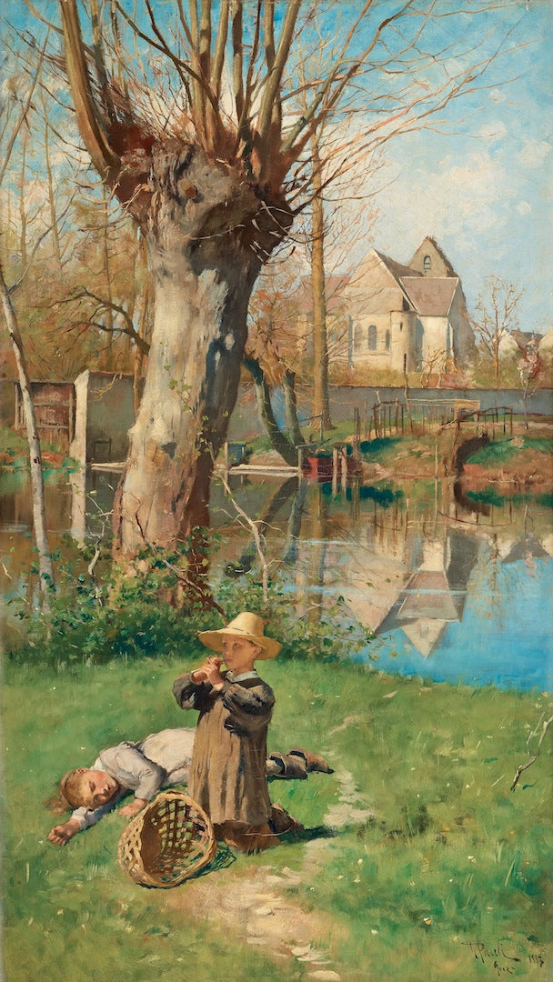 Pastoral Scene at Loing by Georg Pauli,A3(16x12")Poster