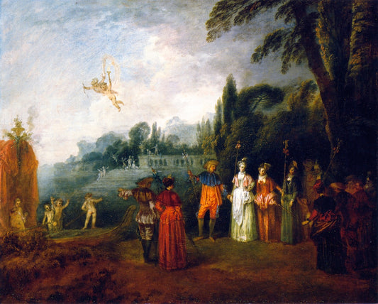 The Island of Cythera, vintage artwork by Jean-Antoine Watteau, 12x8" (A4) Poster