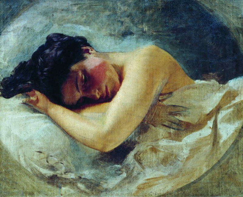 Reclining Girl, vintage artwork by Ivan Makarov, 12x8" (A4) Poster