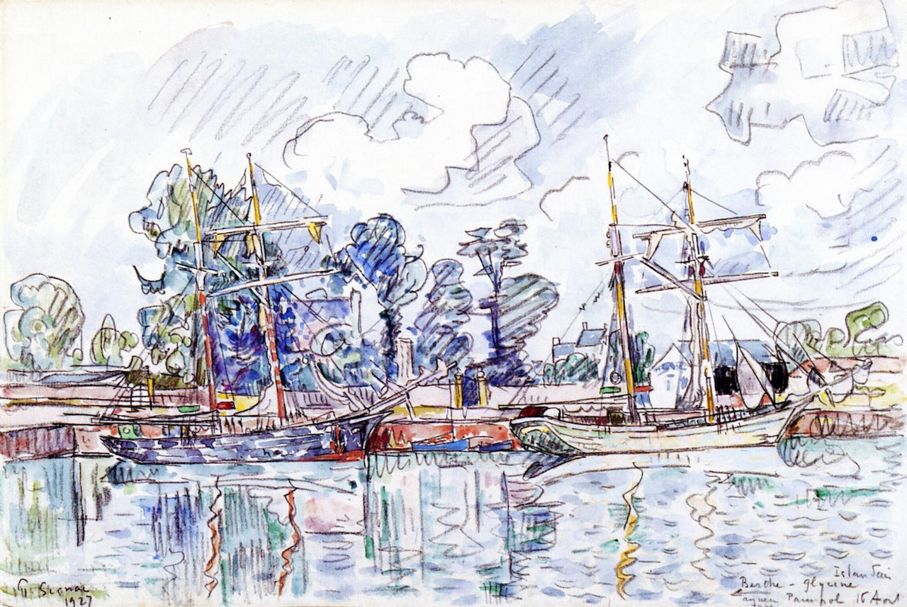 Boats in the Port, vintage artwork by Paul Signac, 12x8" (A4) Poster