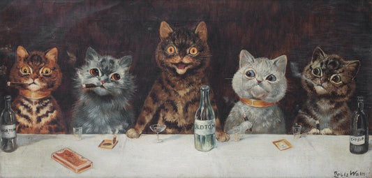 The bachelor party, vintage artwork by Louis Wain, 12x8" (A4) Poster