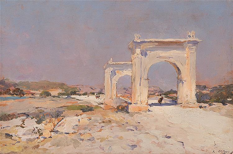 The Flavian Bridge at St. Chamas, vintage artwork by Raymond Allegre, 12x8" (A4) Poster