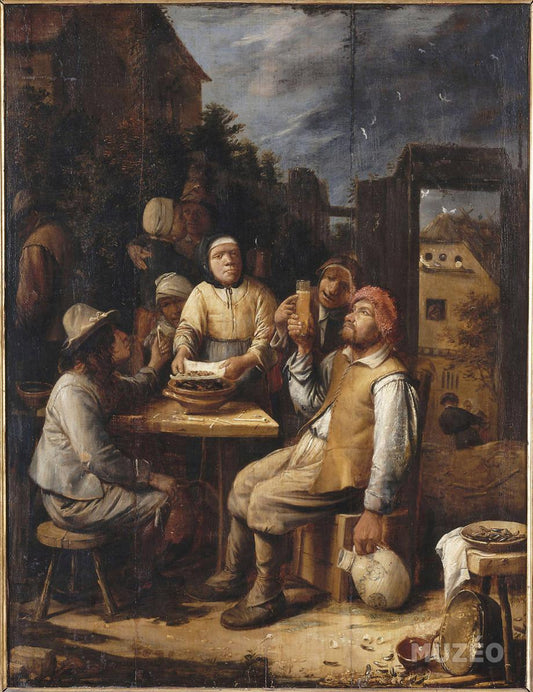 The Mussel Eaters, vintage artwork by Joos van Craesbeeck, 12x8" (A4) Poster