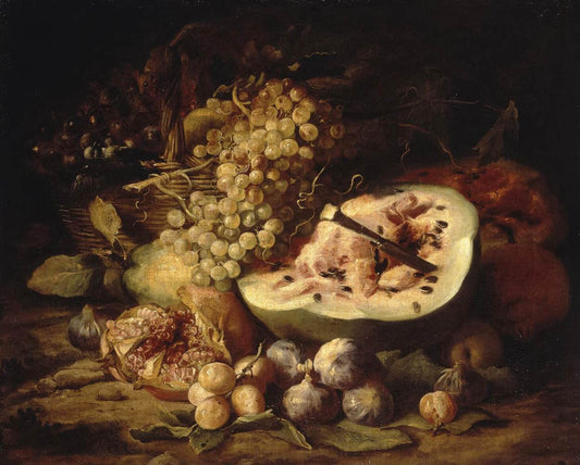 Fruit Still-Life, vintage artwork by Abraham Brueghel, 12x8" (A4) Poster