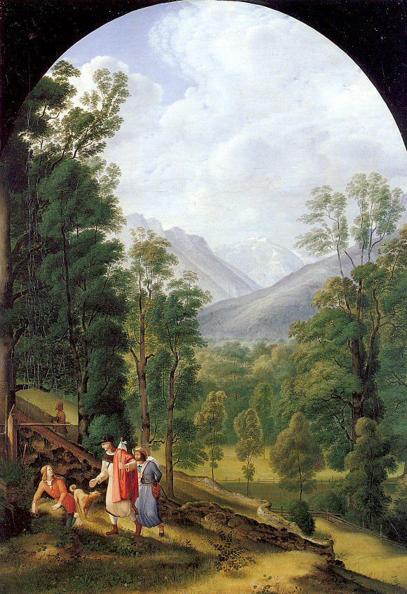 Landscape near Berchtesgaden, vintage artwork by Johann Heinrich Ferdinand Olivier, 12x8" (A4) Poster