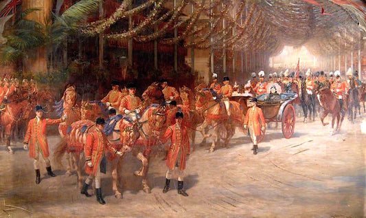 Queen Victoria Passing Down St James's Street on the Way to St Paul's Cathedral...., vintage artwork by John Charlton, 12x8" (A4) Poster