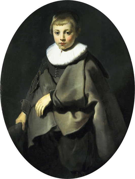 Portrait of a boy in grey, vintage artwork by Jacob Adriaensz. Backer, 12x8" (A4) Poster