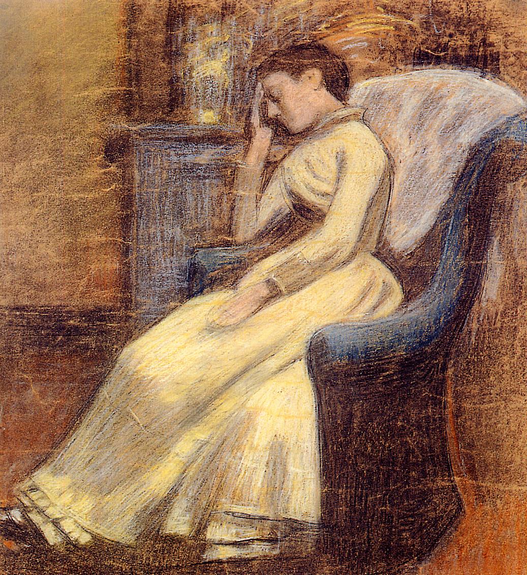 Julie Lemmen Sleeping in an Armchair, vintage artwork by Georges Lemmen, 12x8" (A4) Poster
