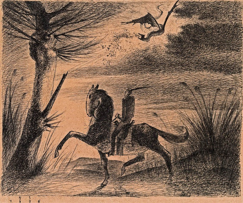 Rider And Dragon by Franz Sedlacek,16x12(A3) Poster