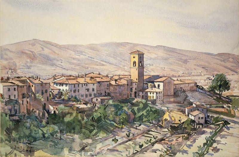 Poppi in the Casentino, Tuscany, vintage artwork by Edward Darley Boit, 12x8" (A4) Poster