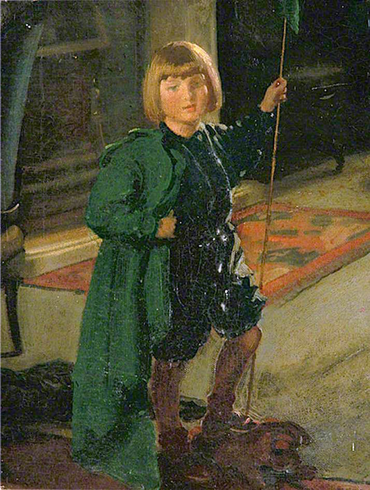 Child in a Green Cape, vintage artwork by Louis Ginett, 12x8" (A4) Poster