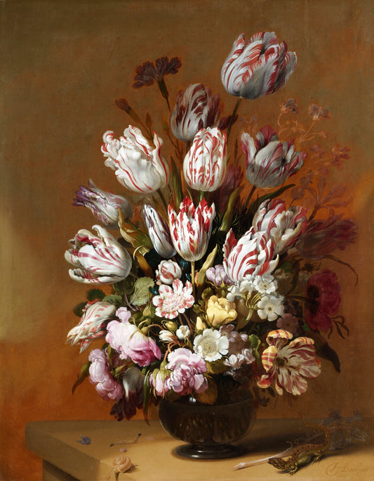 Still life with flowers, vintage artwork by Hans Bollongier, 12x8" (A4) Poster