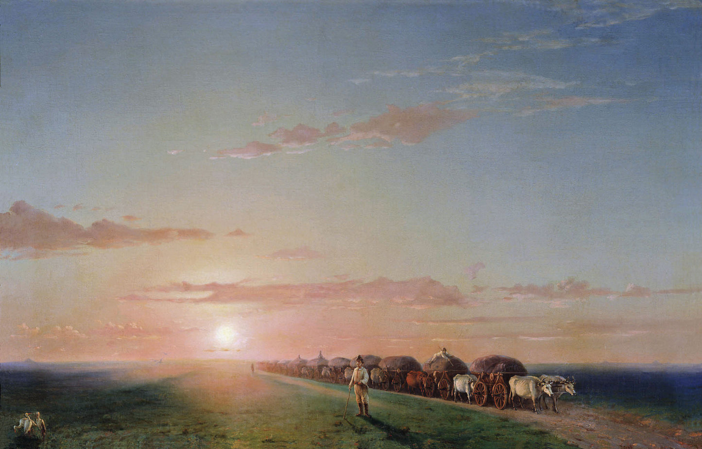 Caravan in the Steppe, vintage artwork by Ivan Constantinovich Aivazovsky, A3 (16x12") Poster Print