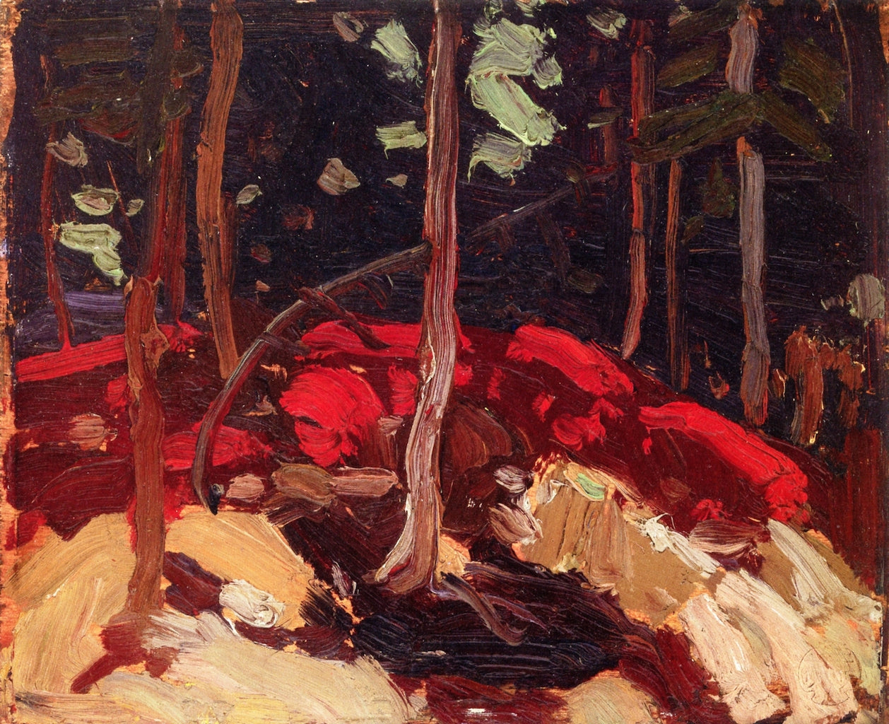 Blueberry Bushes, October, vintage artwork by Tom Thomson, 12x8" (A4) Poster