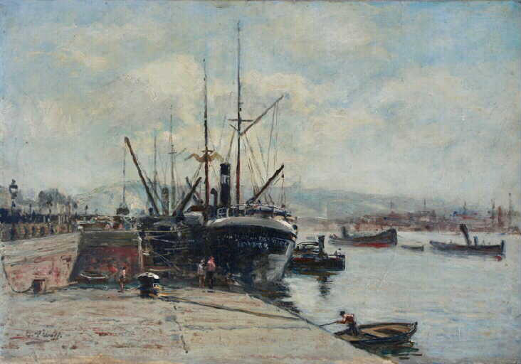 At Rouen, vintage artwork by Charles François Pecrus, 12x8" (A4) Poster