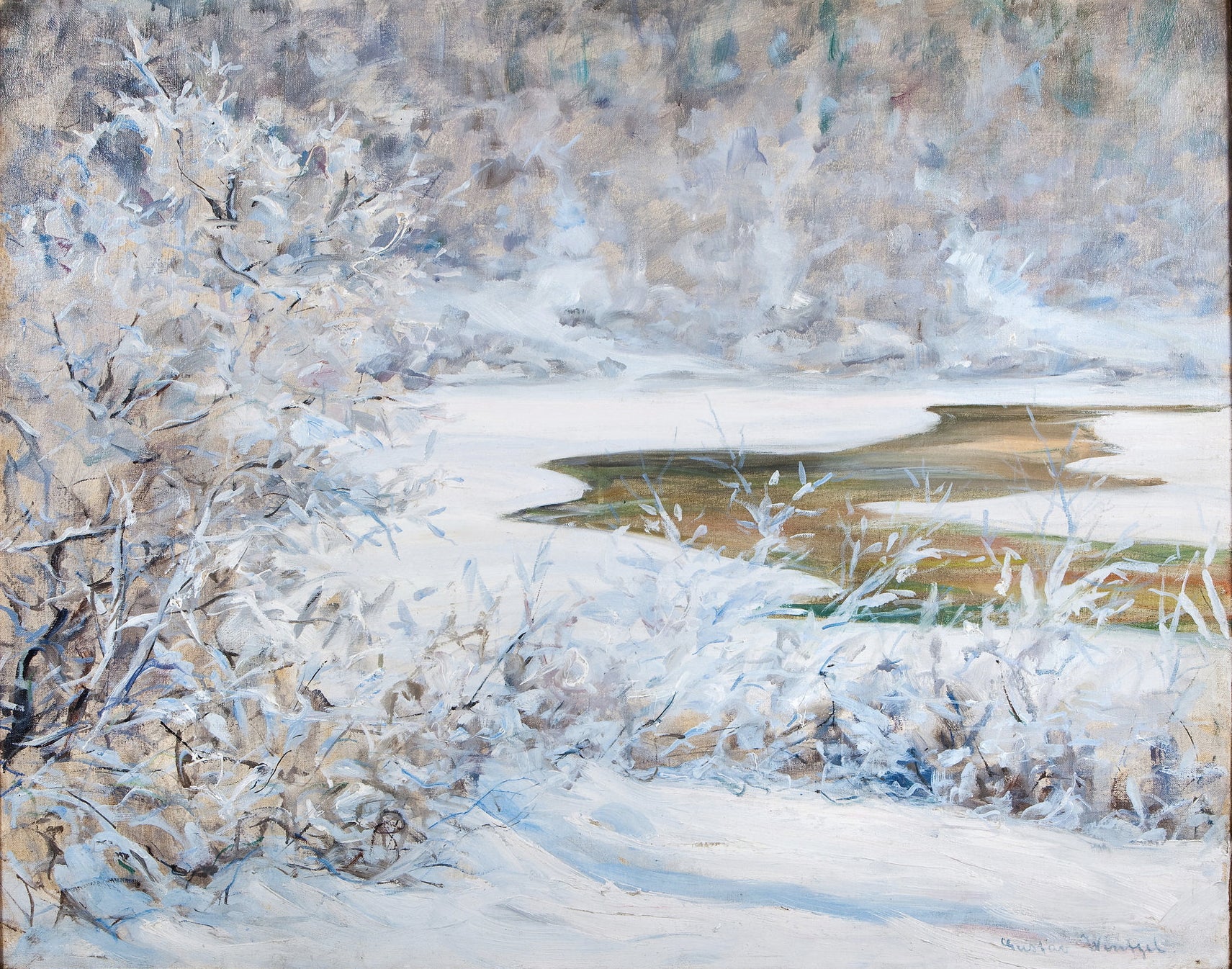 Frozen river in Gudbrandsdal by Gustav Wentzel,A3(16x12")Poster