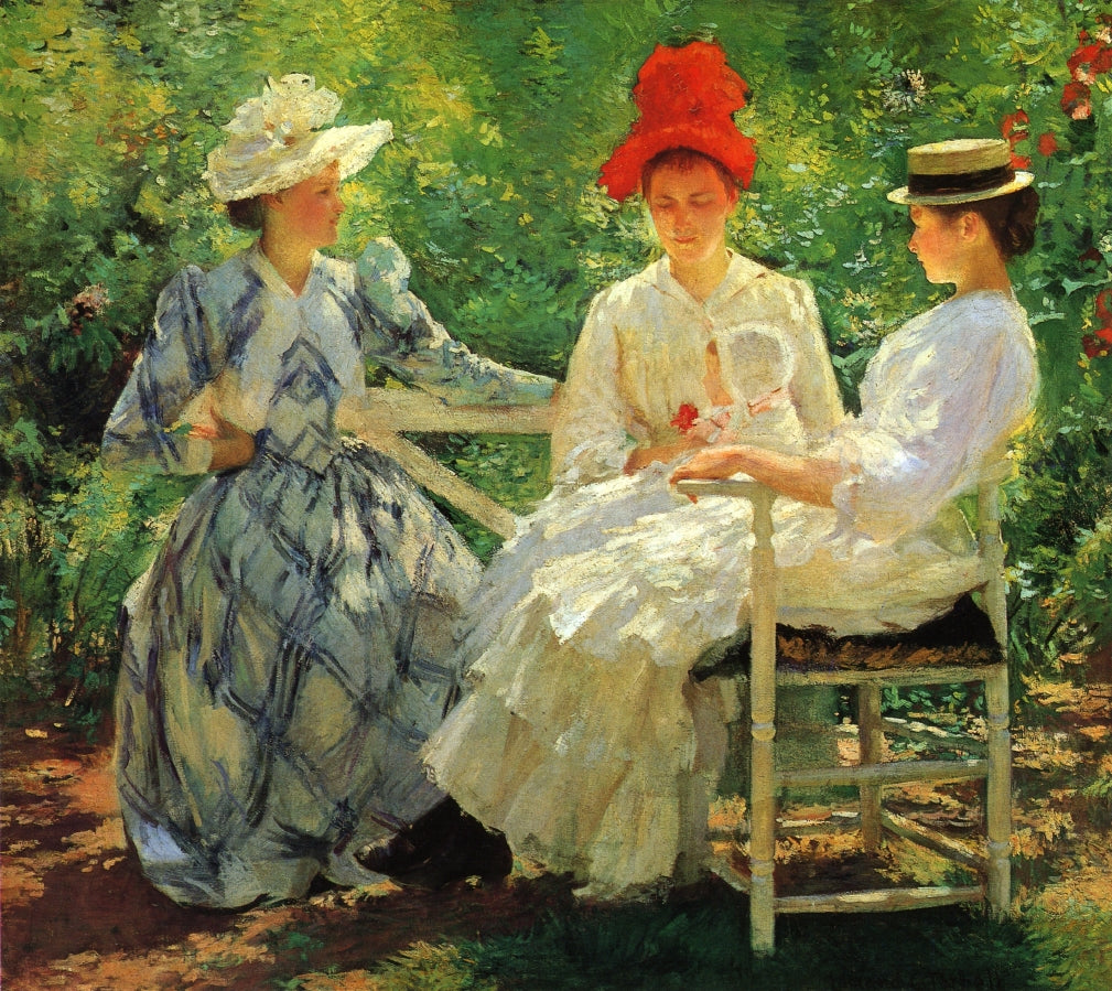 In a Garden, vintage artwork by Edmund Tarbell, 12x8" (A4) Poster