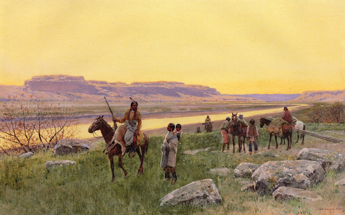 Pastures New, vintage artwork by Henry F. Farny, 12x8" (A4) Poster