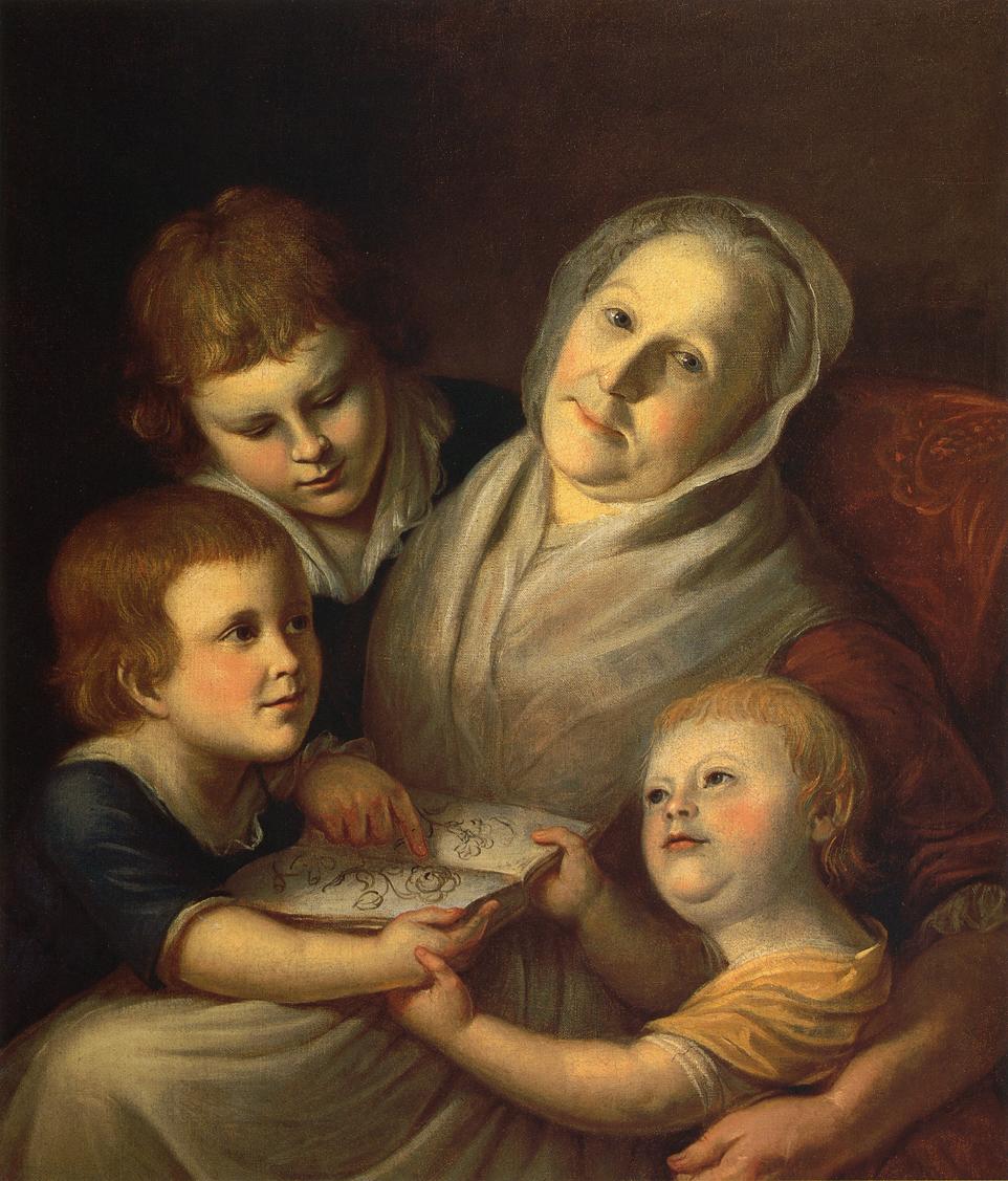 The Artist's Mother, Mrs. Charles Peale, and Her Grandchildren, vintage artwork by Charles Willson Peale, 12x8" (A4) Poster