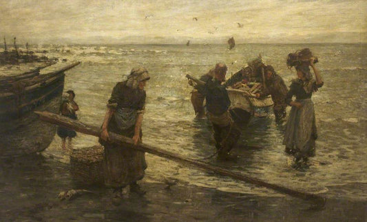 Returning with the Catch, vintage artwork by Frederick William Jackson, 12x8" (A4) Poster