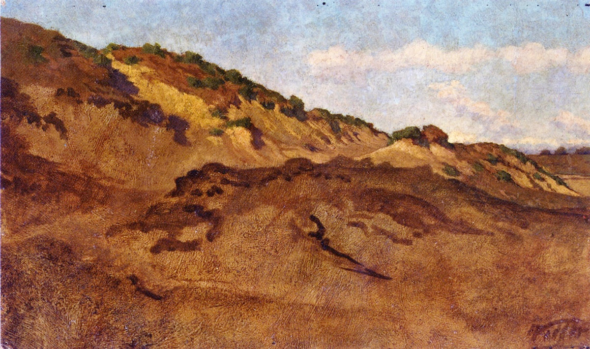 Hillside Between Perugia and Gubbio, Italy, vintage artwork by Elihu Vedder, 12x8" (A4) Poster