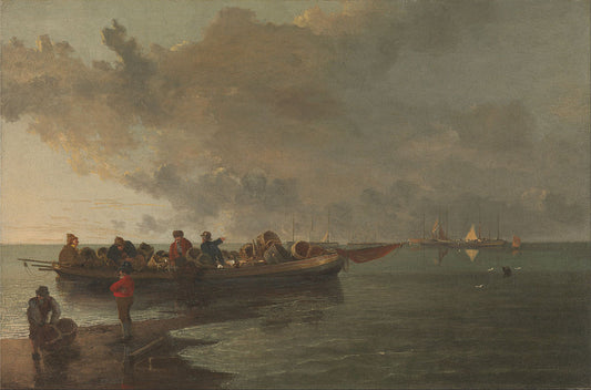 A Barge with a Wounded Soldier, vintage artwork by John Crome, 12x8" (A4) Poster