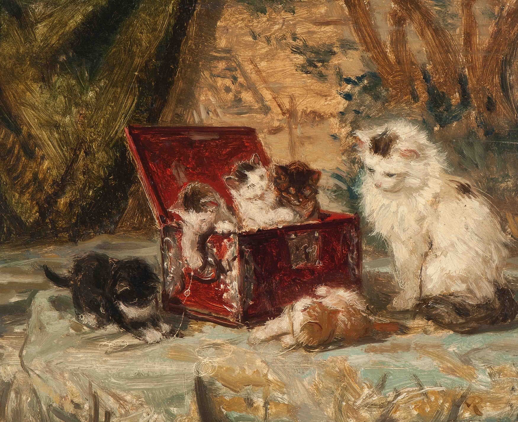 Besotted, vintage artwork by Henriette Ronner-Knip, A3 (16x12") Poster Print