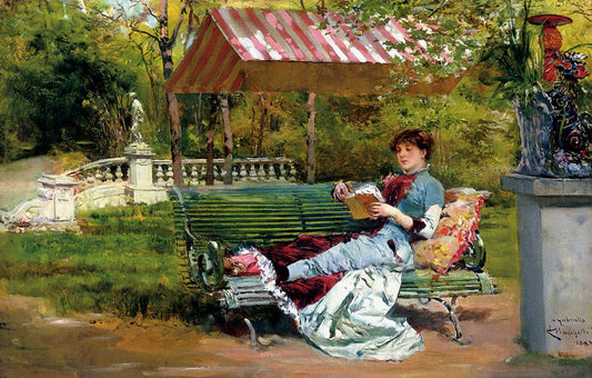 A Good Book, vintage artwork by Ludovico Marchetti, 12x8" (A4) Poster
