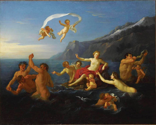 Triumph of Amphitrite, vintage artwork by Bon Boullogne, 12x8" (A4) Poster