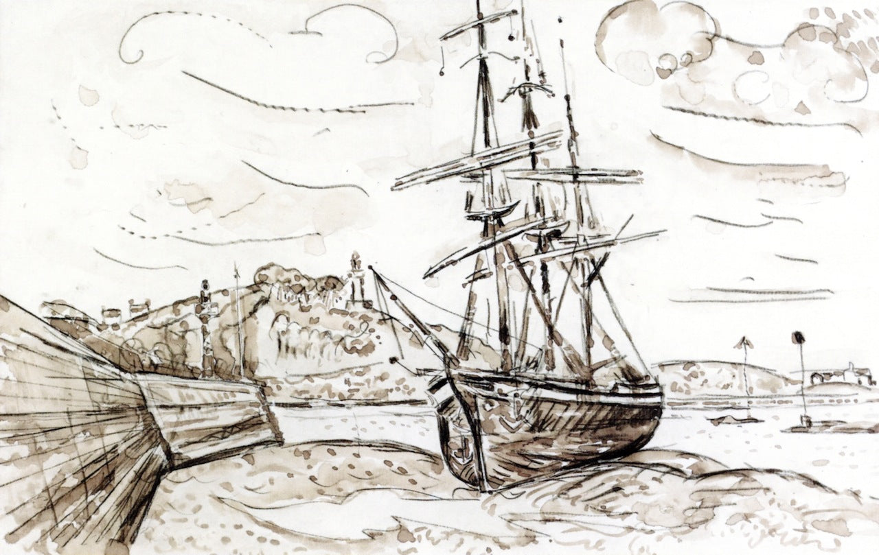 Baie de Paimpol at Low Tide, vintage artwork by Paul Signac, 12x8" (A4) Poster