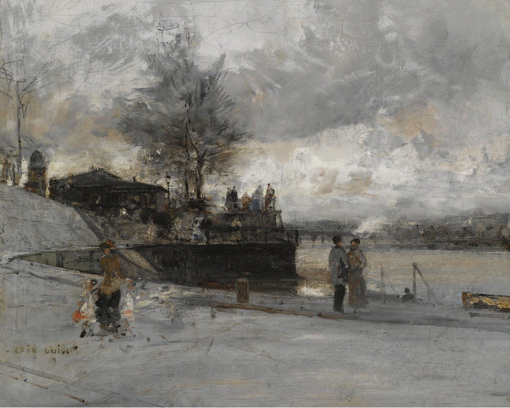 The Quay of the Seine, Paris, vintage artwork by Luigi Loir, 12x8" (A4) Poster