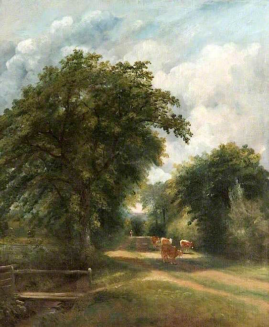 Cows on a Country Lane, vintage artwork by John Dunthorne, Jr, A3 (16x12") Poster Print