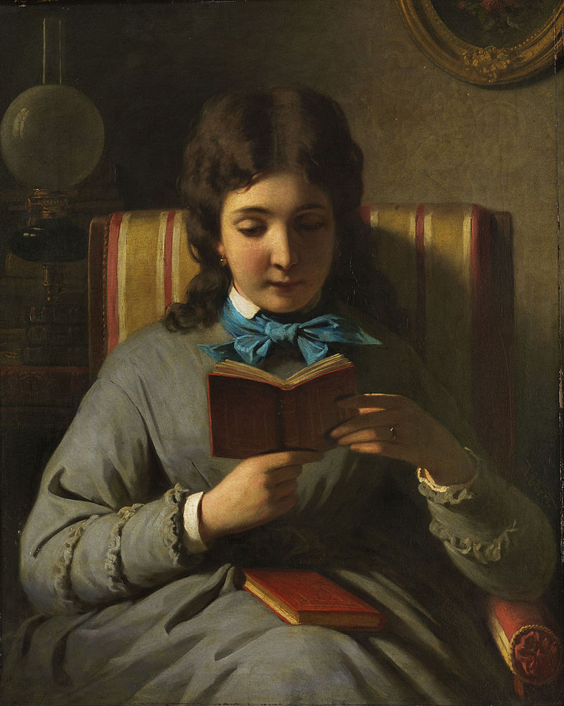 Reading Girl, vintage artwork by Anton Ebert, 12x8" (A4) Poster
